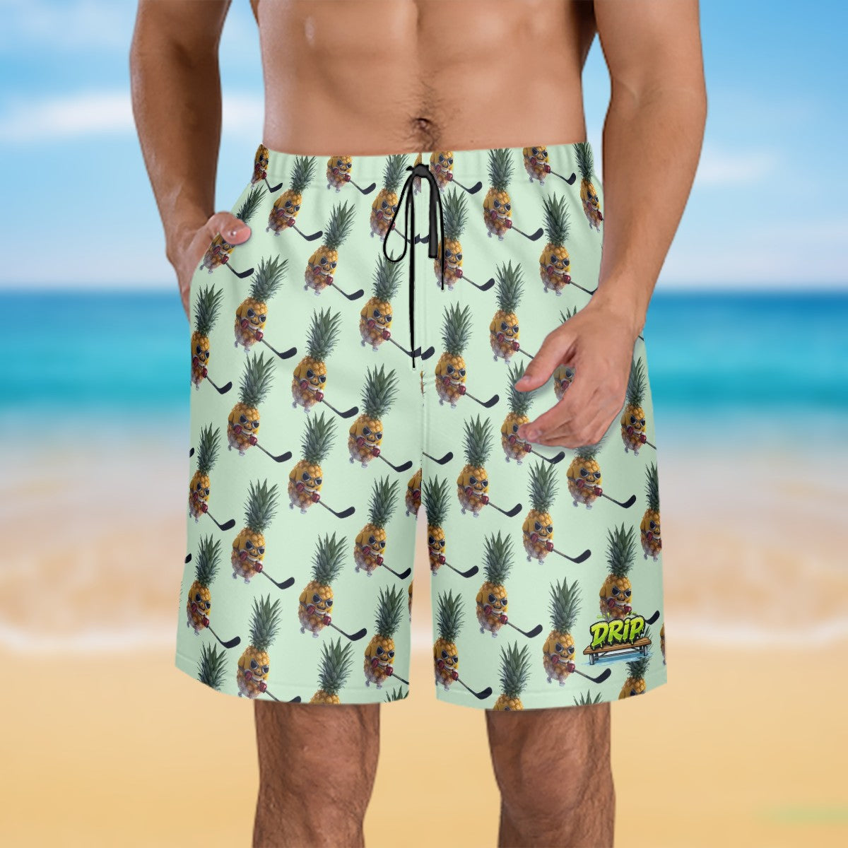 Men/Teen Swim Shorts - Piney Snipes Mint Green