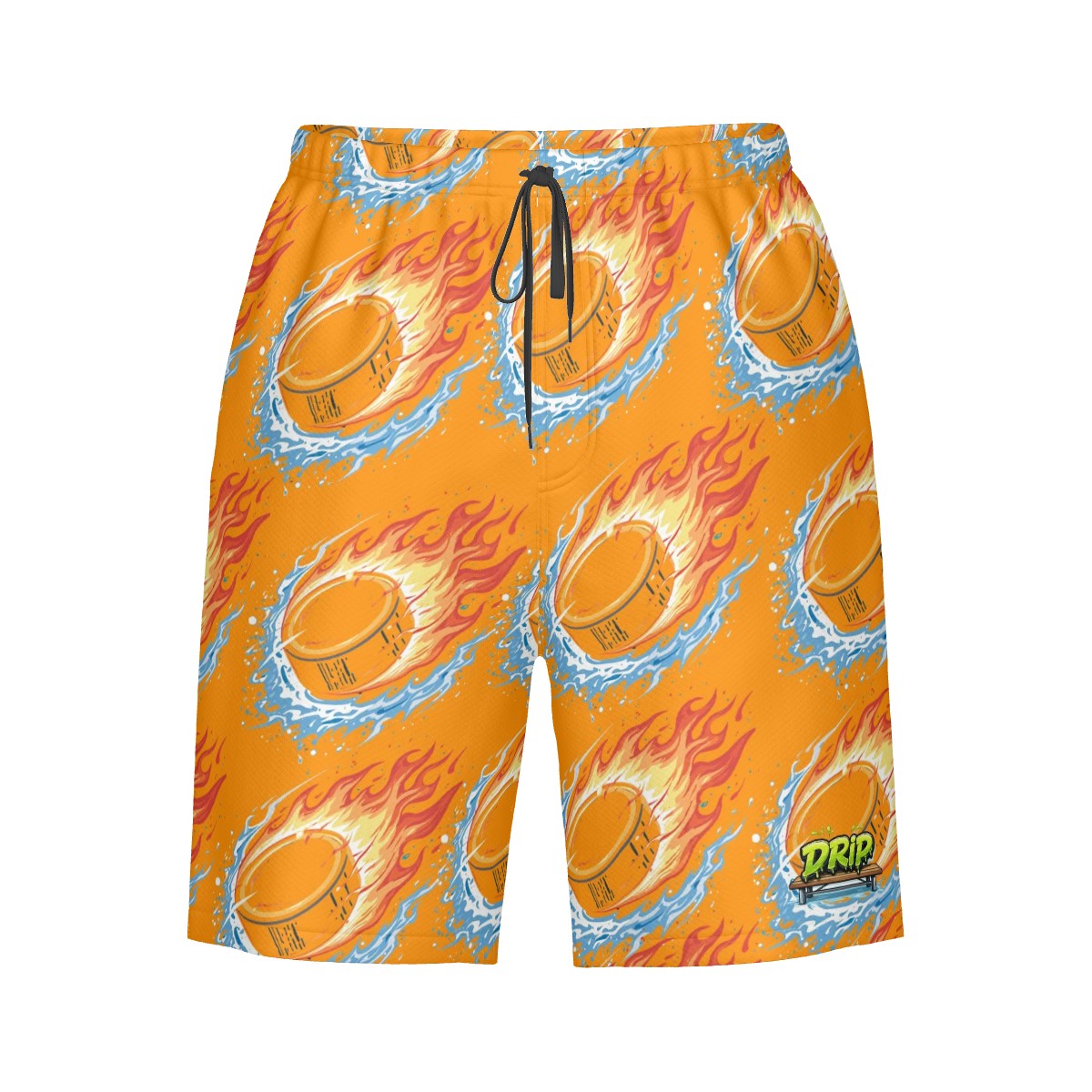 What to Workout Hybrid Shorts - Flamin Hockey Pucks Orange