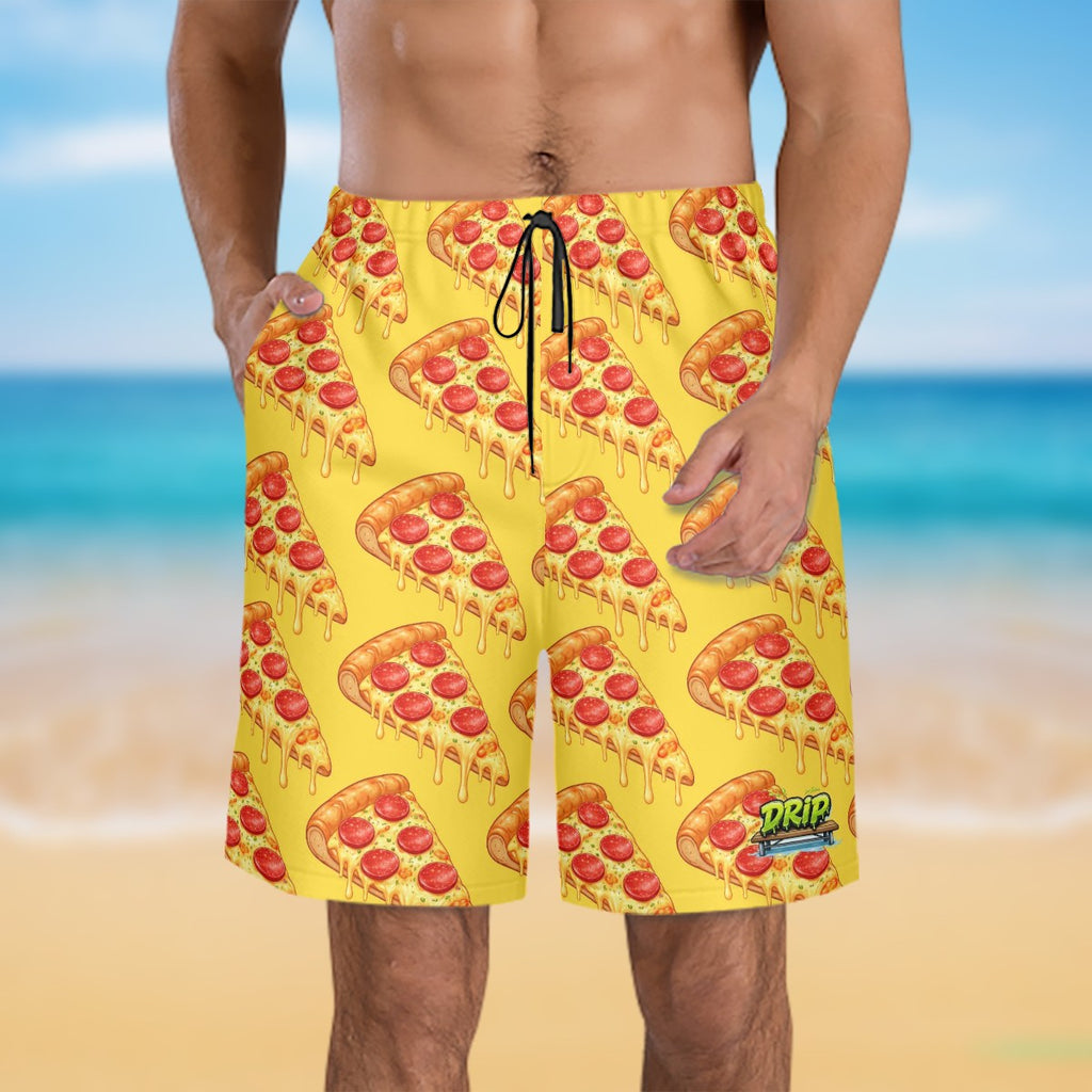 Men/Teen Swim Shorts - Pizza Yellow