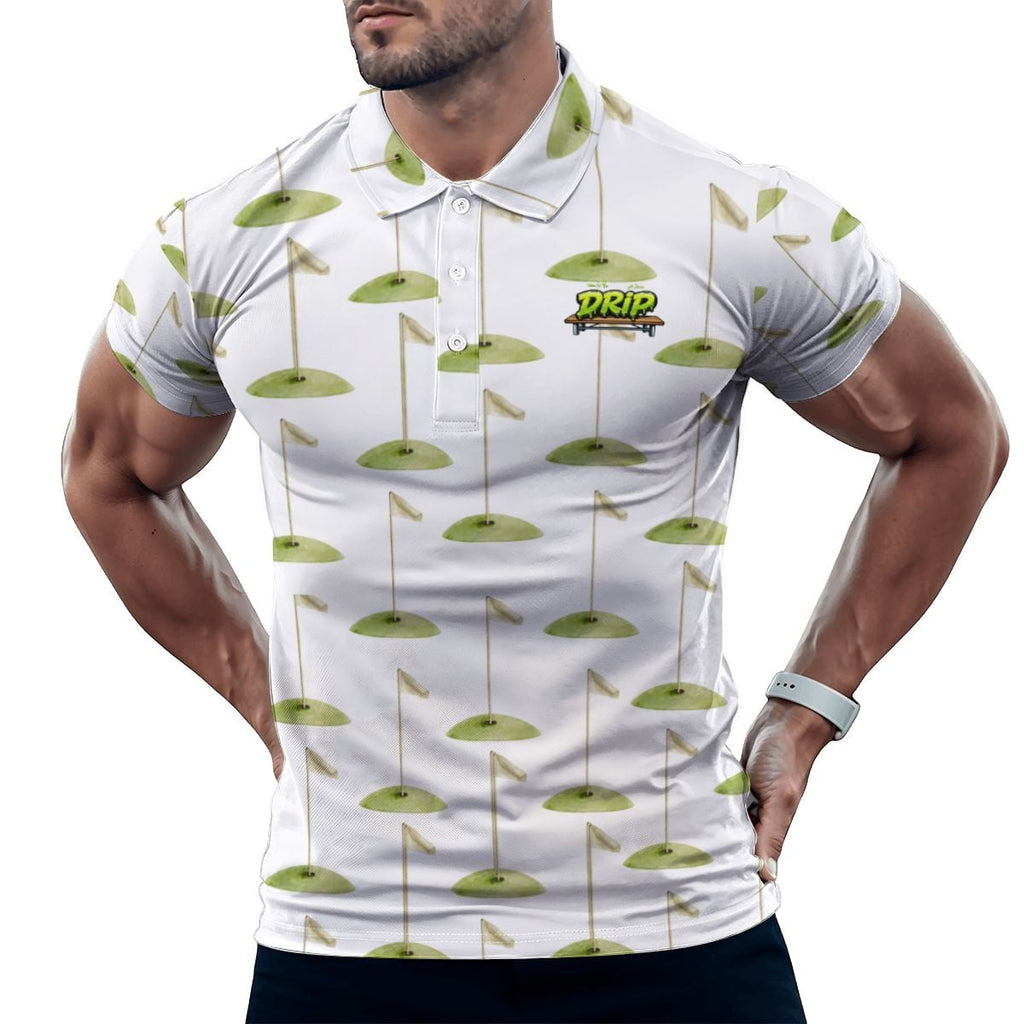 Uncle Golf Shirt - Hole Flag Sketch White