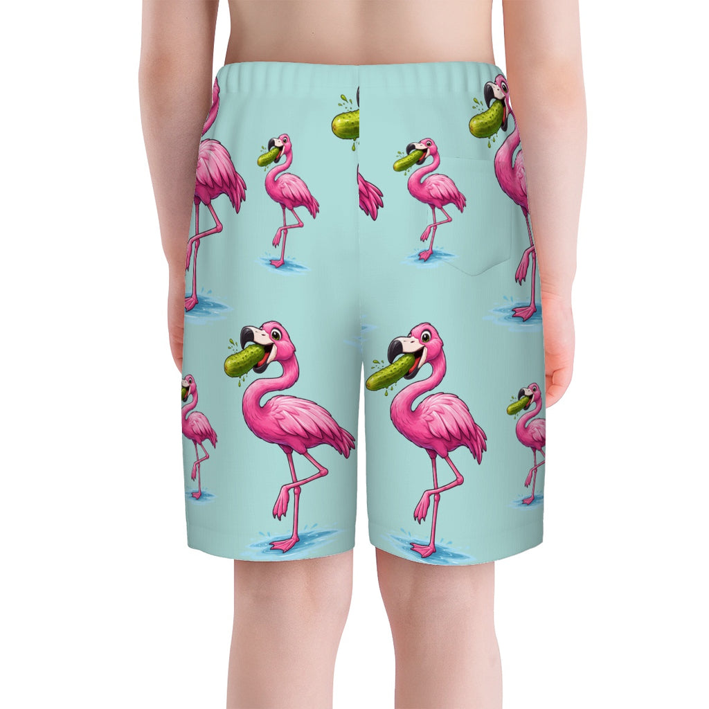 Youth Swim Shorts - Flamingo Pickle Seafoam