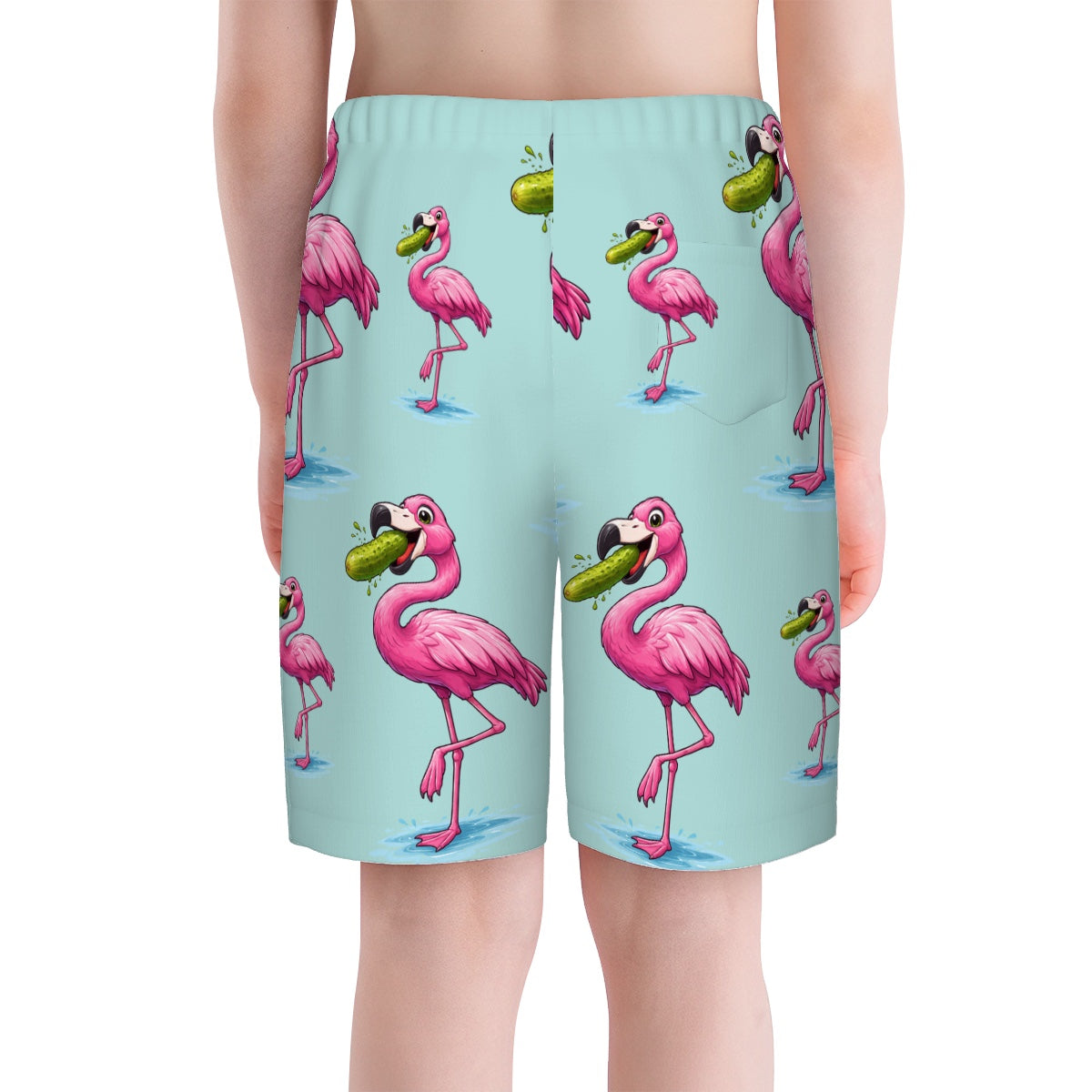 Youth Swim Shorts - Flamingo Pickle Seafoam