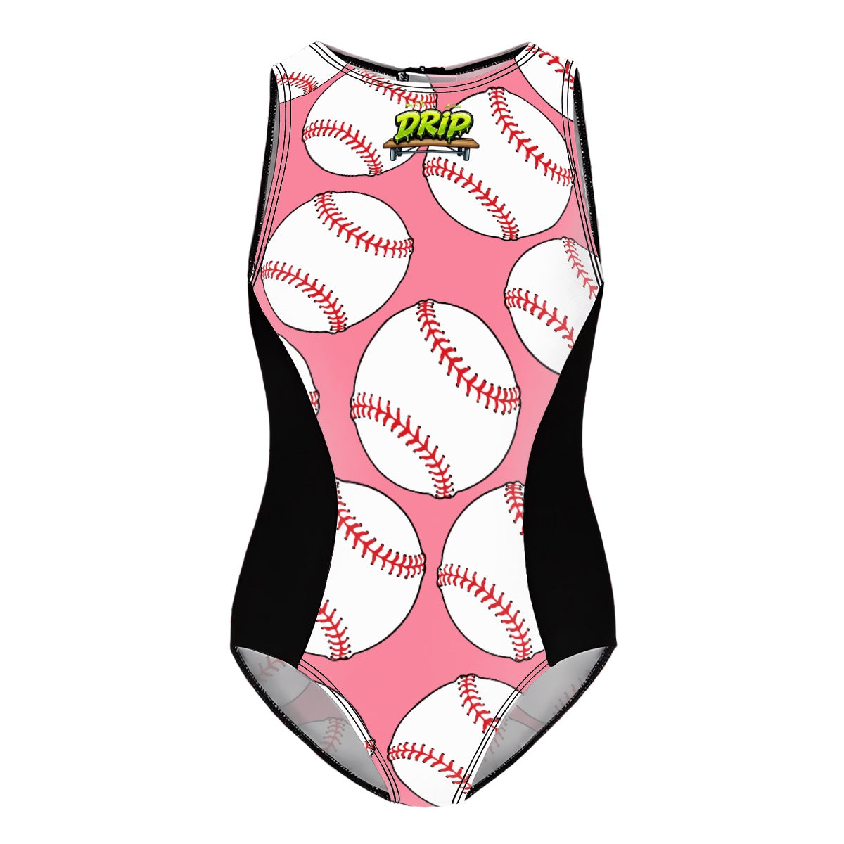 Girls One Piece Swimsuit - Classic Baseball Pink