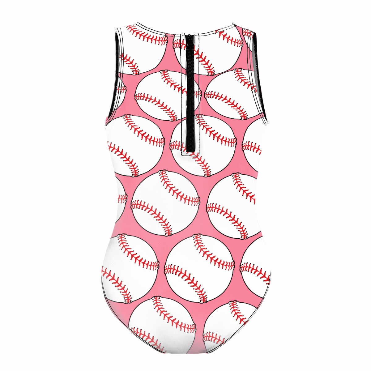 Girls One Piece Swimsuit - Classic Baseball Pink