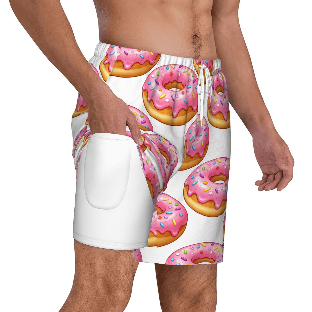 W2W Pro Mesh Hybrid Shorts - Pink Donuts White