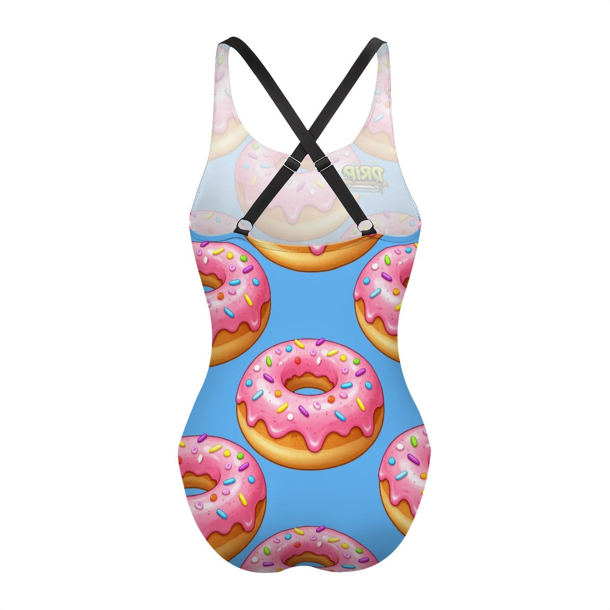Swim suit with donut pattern on a white background