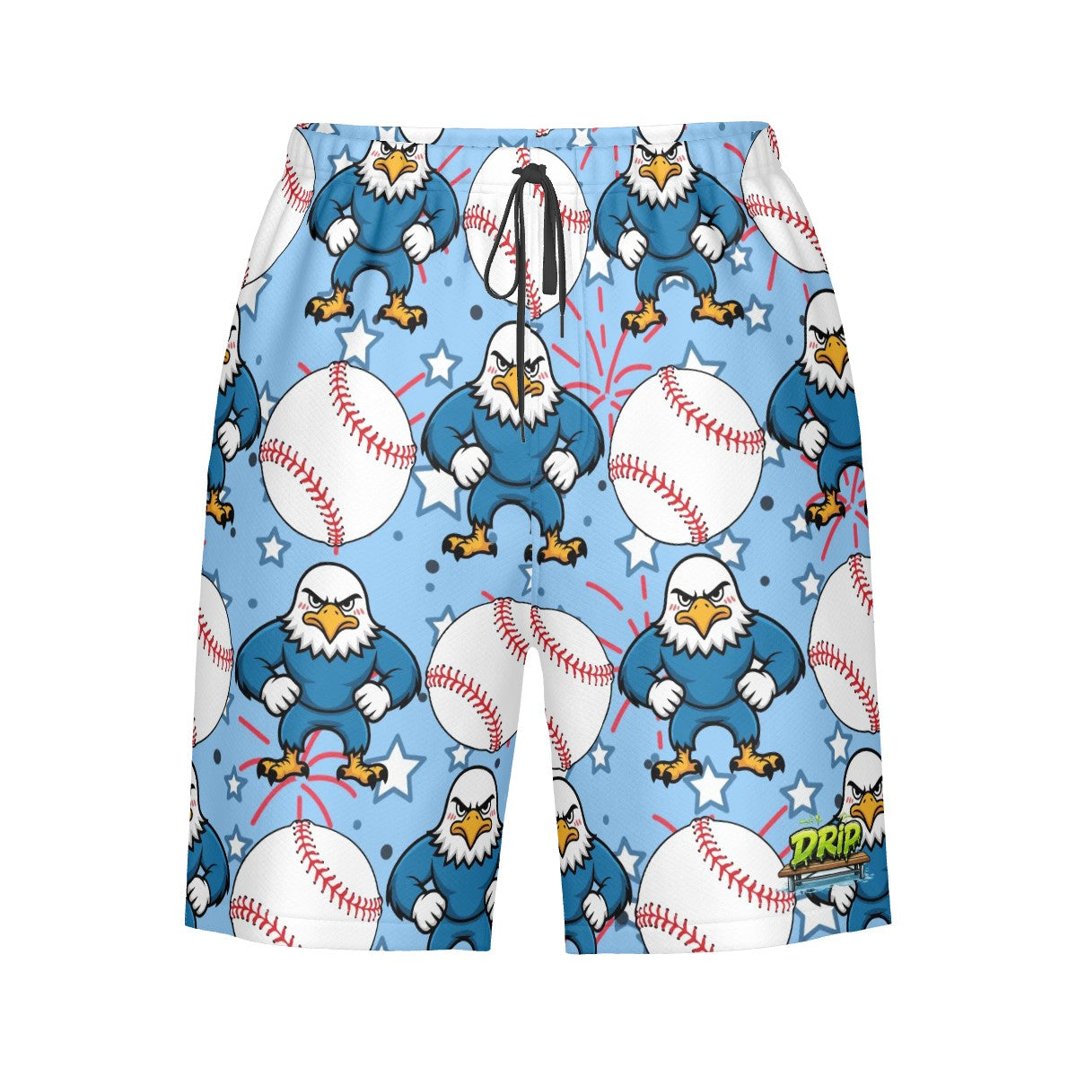 Men/Teen Swim Shorts - Stars and Strikes Ice Blue