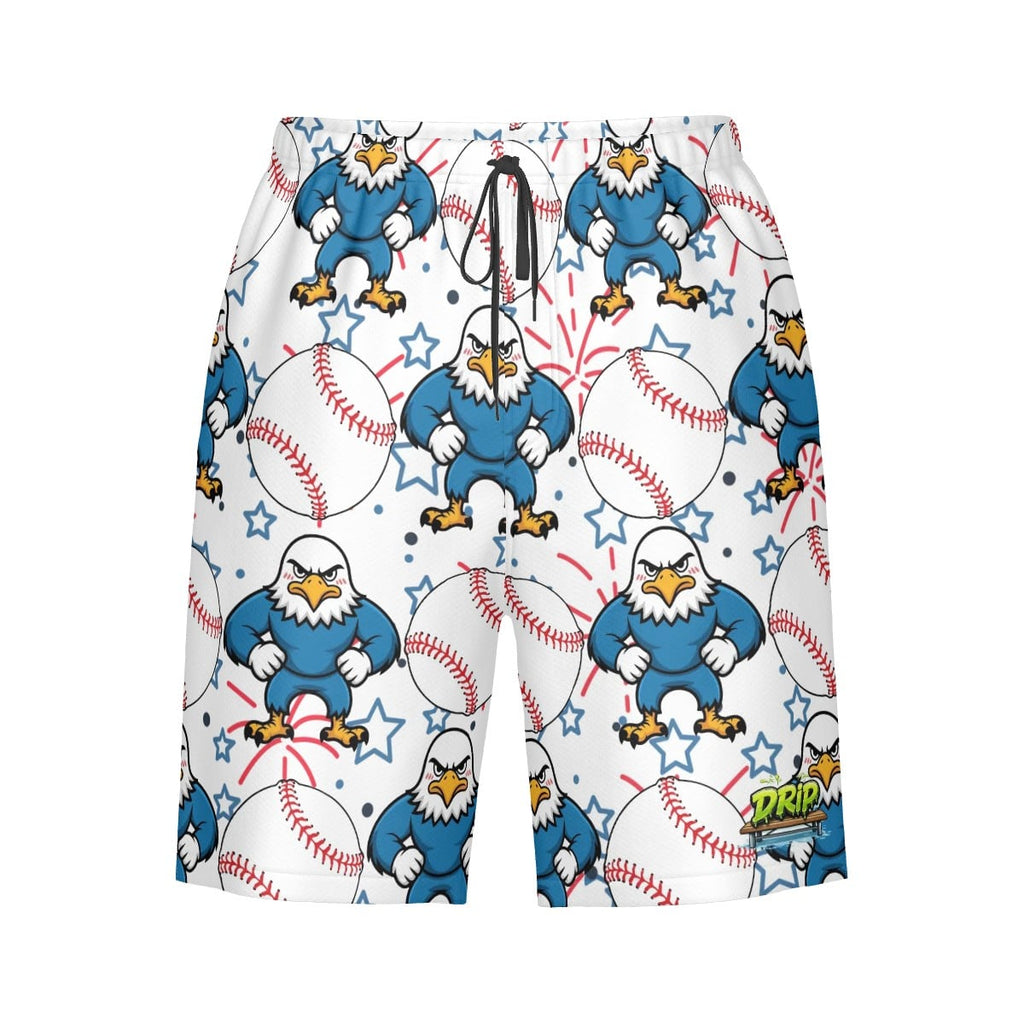 Men/Teen Swim Shorts - Stars and Strikes White
