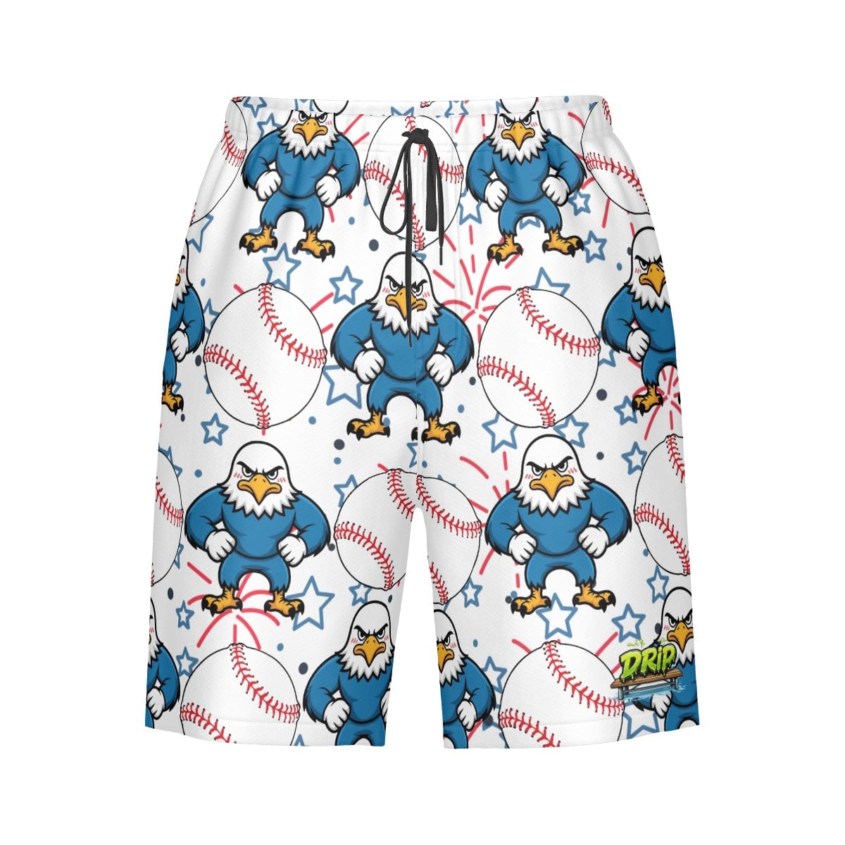 Men/Teen Swim Shorts - Stars and Strikes White
