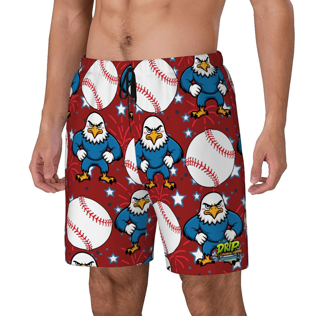 W2W Pro Mesh Hybrid Shorts - Stars and Strikes Classic Red