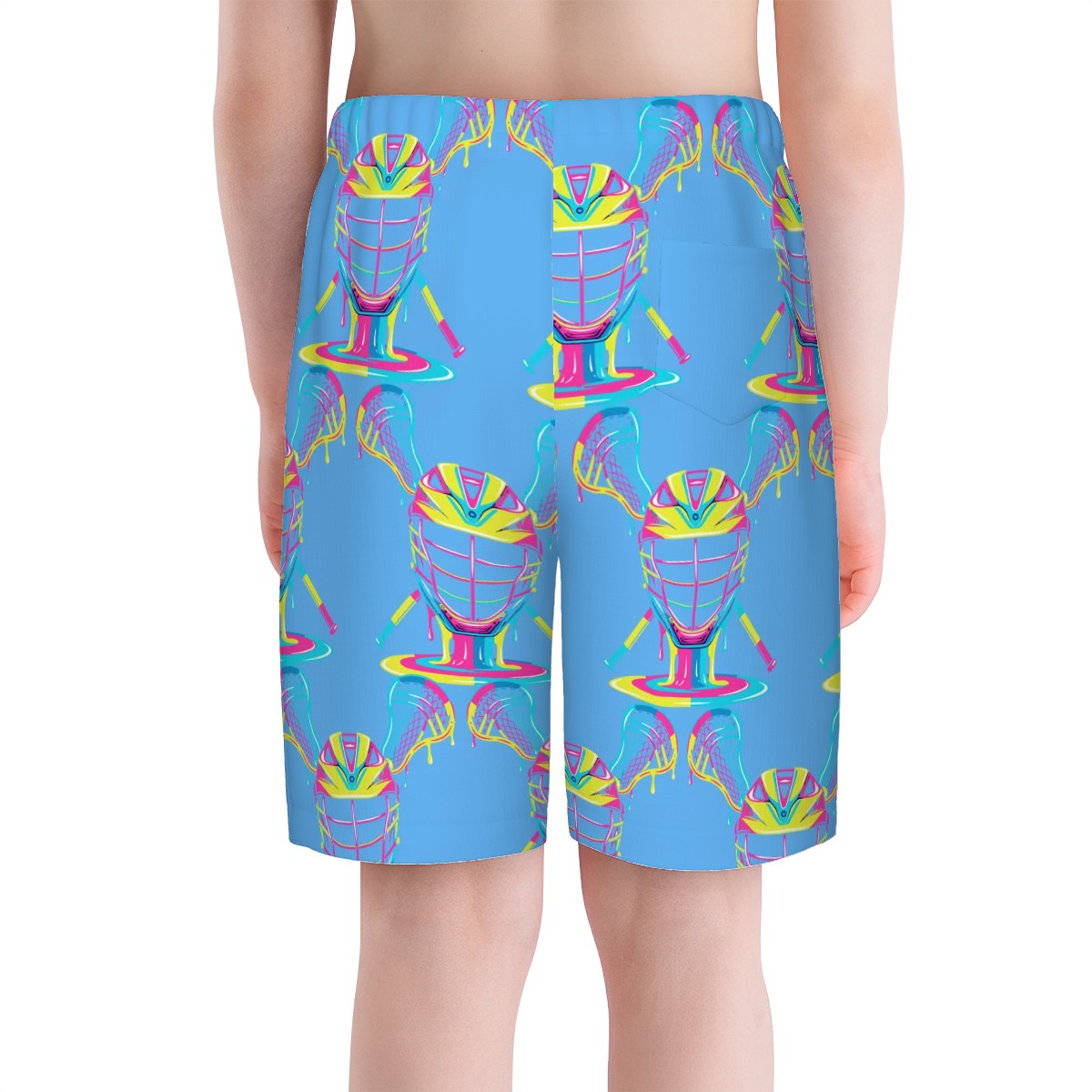 Youth Swim Shorts - Lacrosse Rainbow Drip Sky Blue