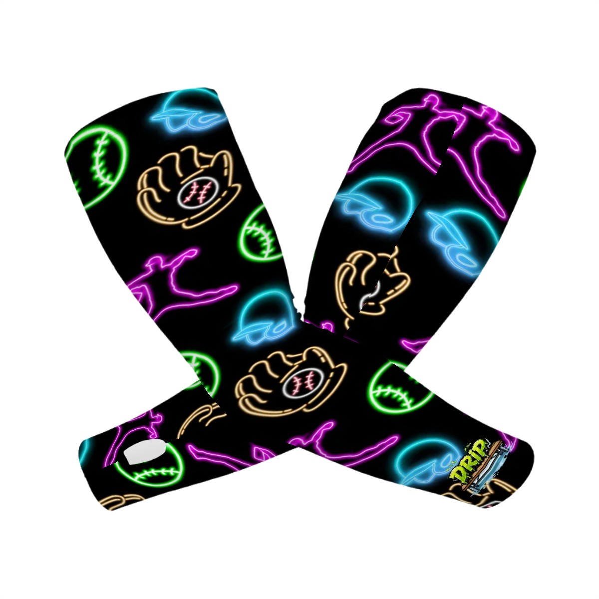 Drip Bench Performance Arm Sleeves - Baseball Neon Lights Black