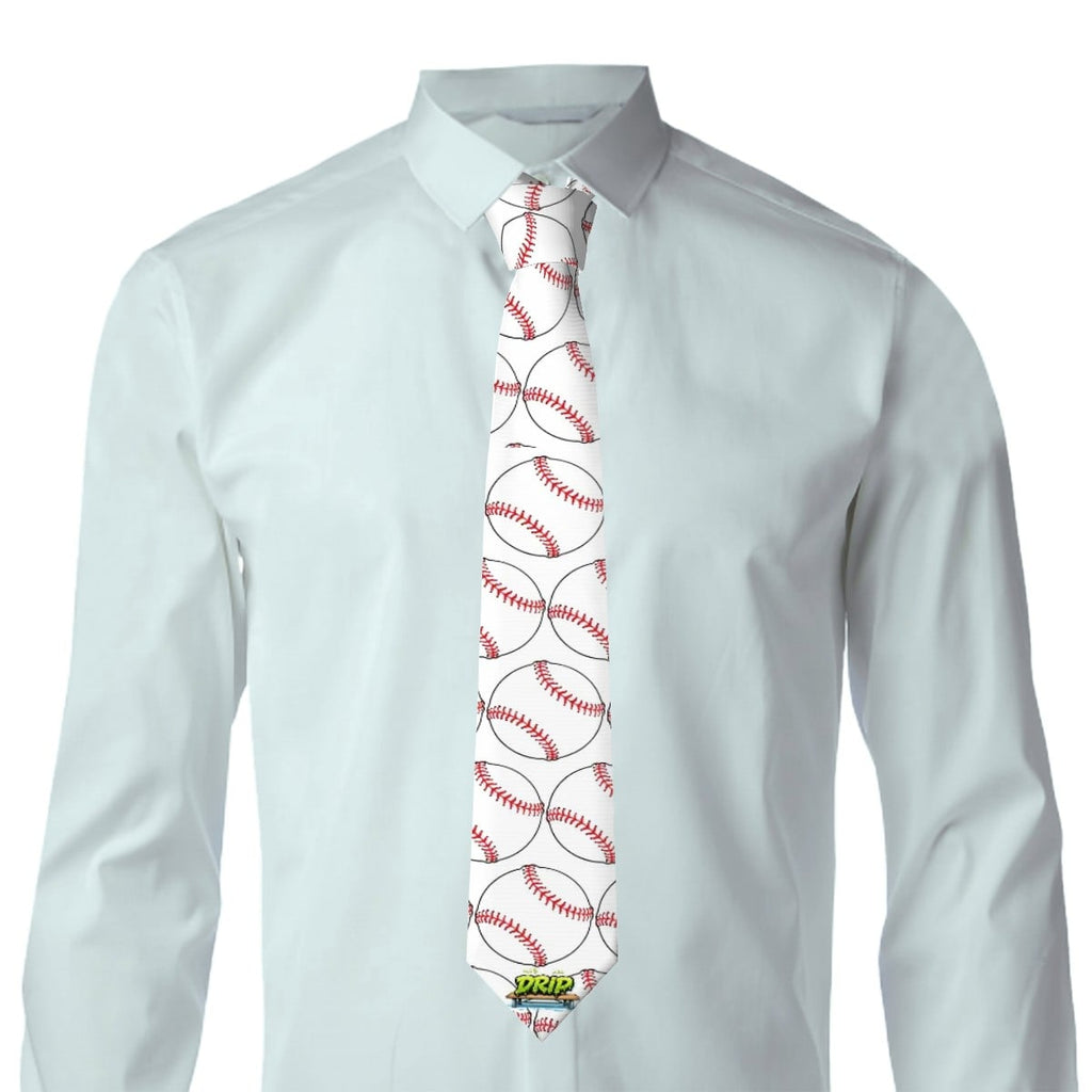 Game Day Tie - Baseballs Classic White