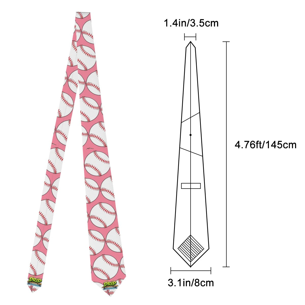 Game Day Tie - Baseballs Classic Pink