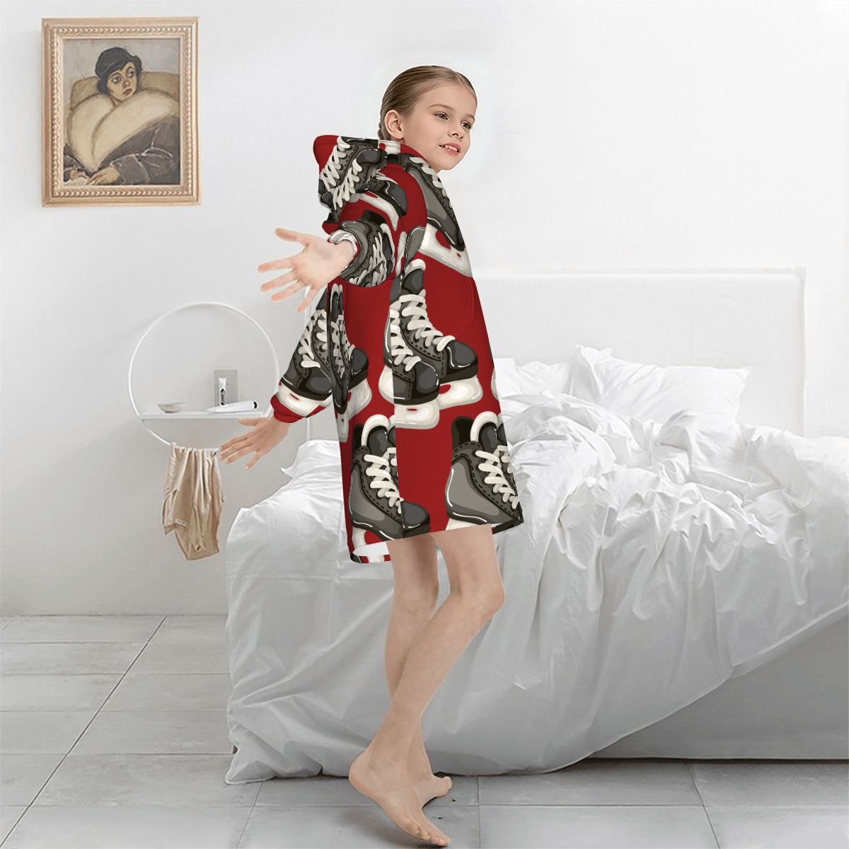 Youth Blanket Sweatshirt - Hockey Skates Classic Red