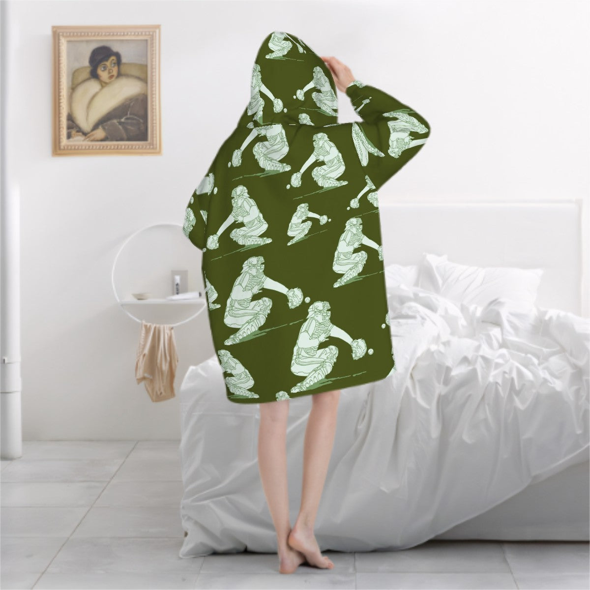 Adult Blanket Sweatshirt - Baseball Catcher Army Green