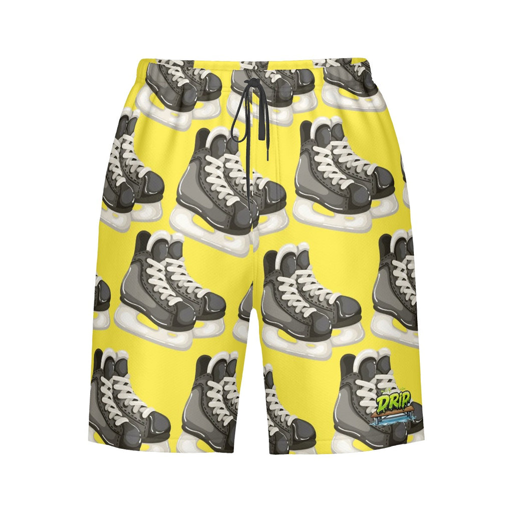 Men/Teen Swim Shorts - Hockey Skates Yellow