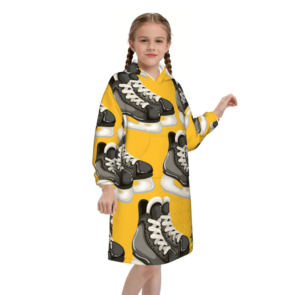 Youth Blanket Sweatshirt - Hockey Skates Gold