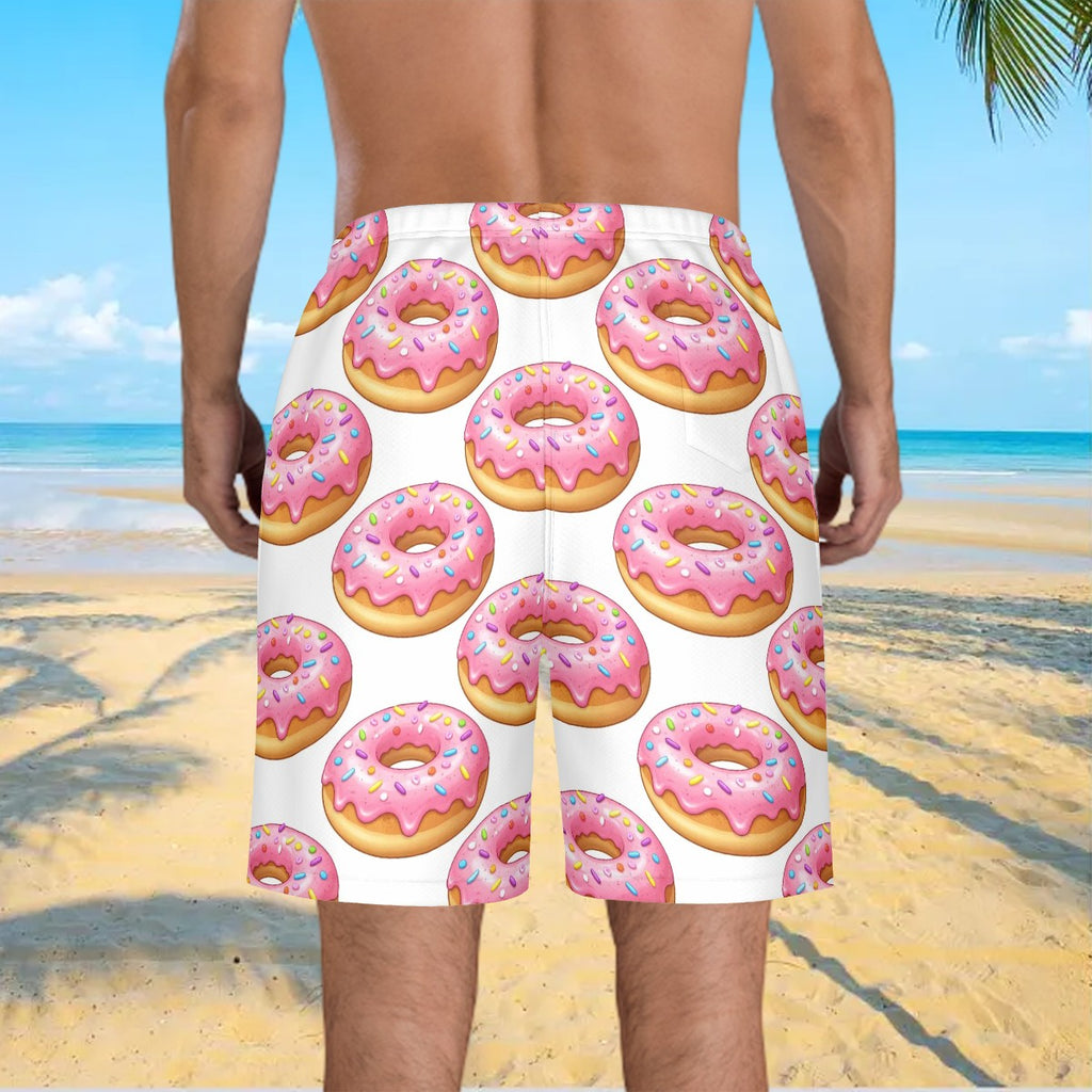 Men/Teen Swim Shorts - Donut Drip White