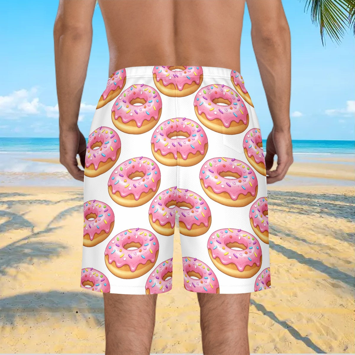 Men/Teen Swim Shorts - Donut Drip White