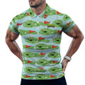 Uncle Golf Shirt - Green Hole Sketch Light Blue Green
