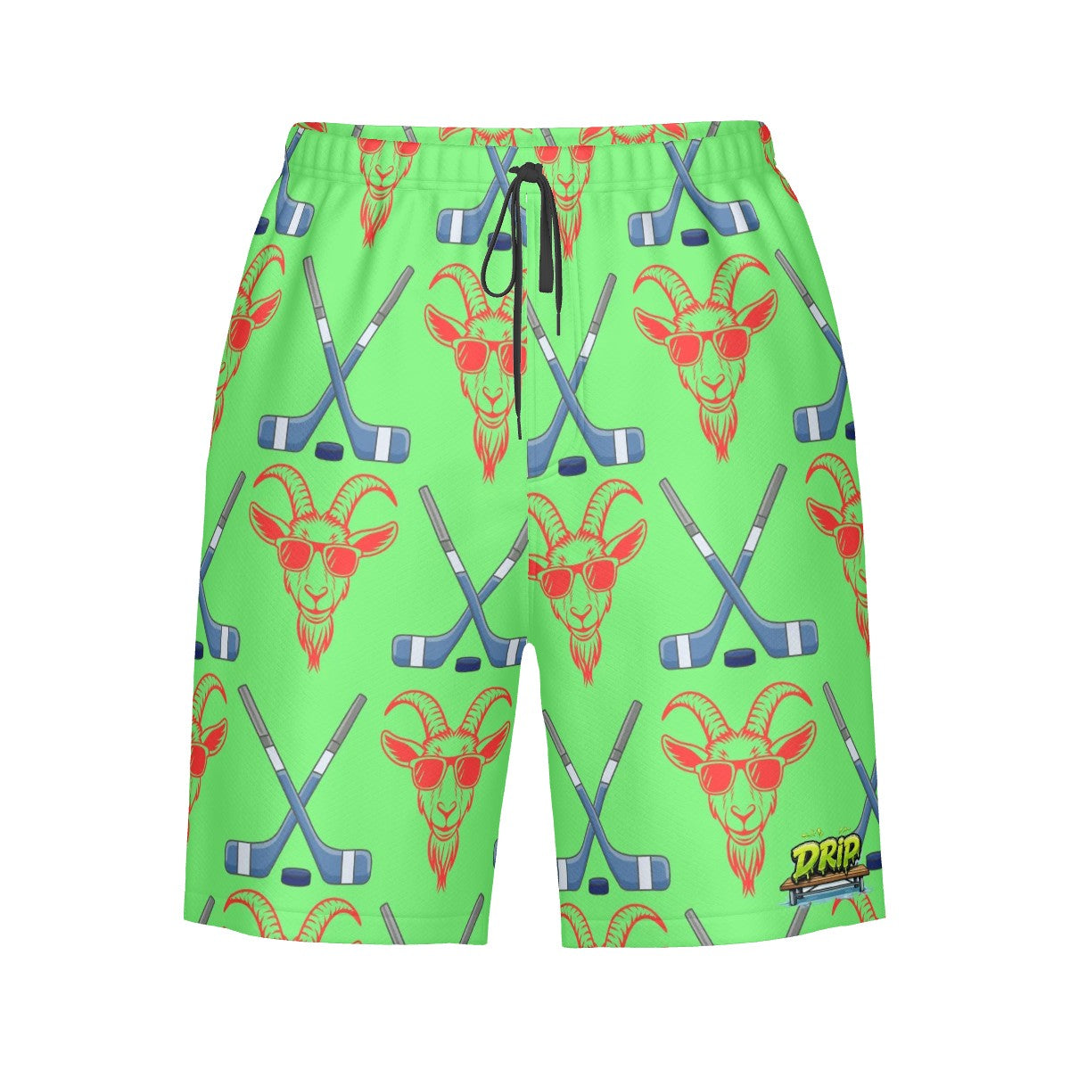Men/Teen Swim Shorts - Goated Hockey Hot Green