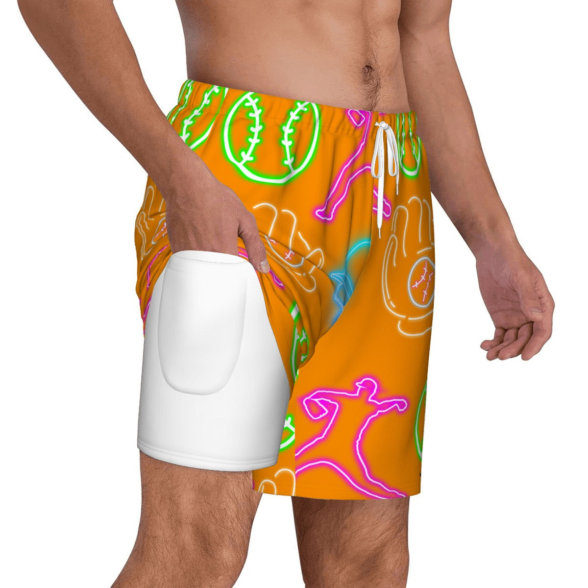 W2W Pro Mesh Hybrid Shorts - Orange Neon Lights