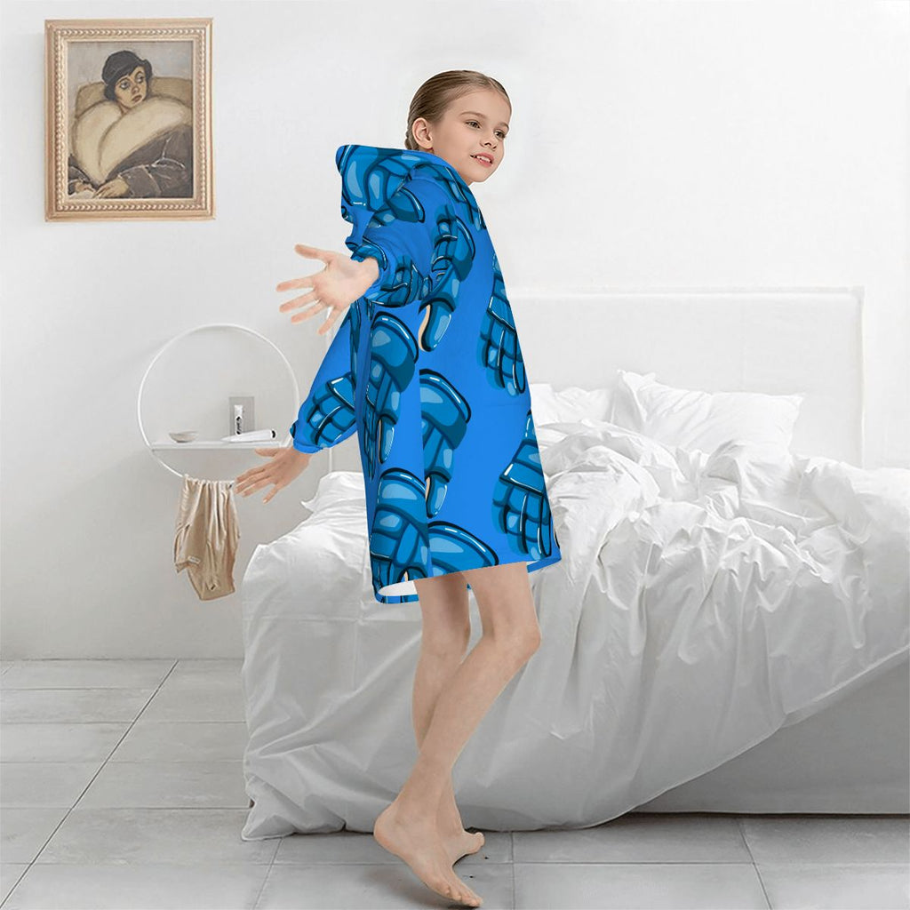 Youth Blanket Sweatshirt - Blue Hockey Gloves Classic Blue