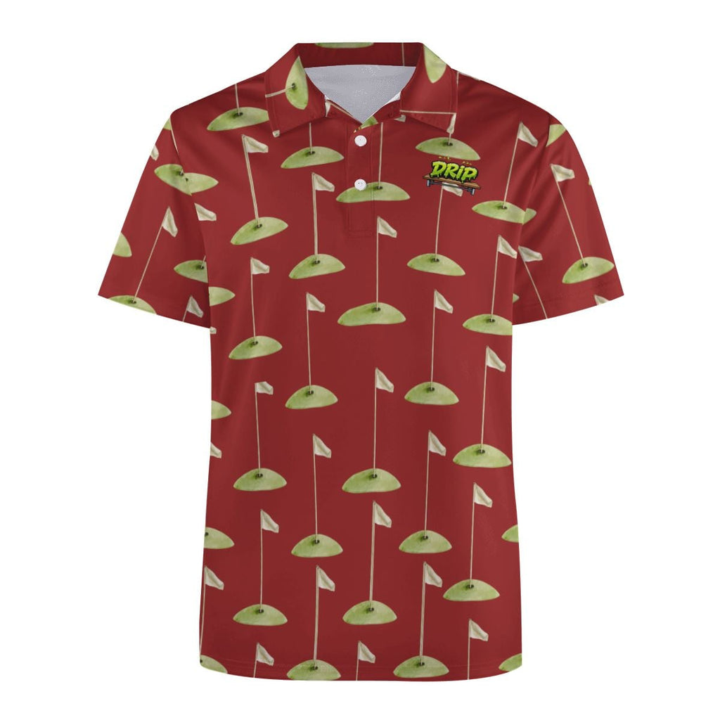 Uncle Golf Shirt - Hole Flag Sketch Red