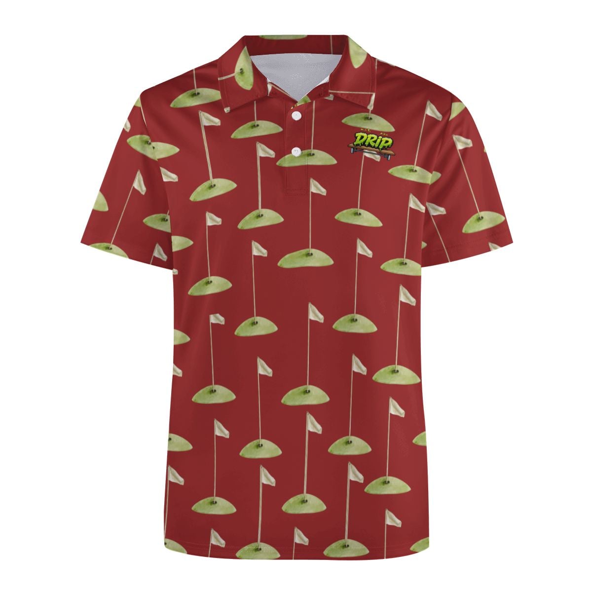 Uncle Golf Shirt - Hole Flag Sketch Red