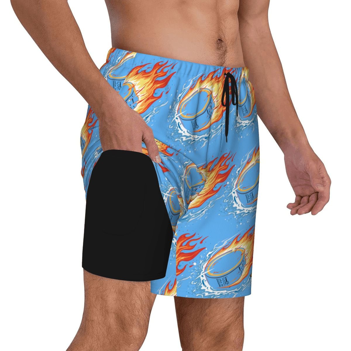 W2W Pro Mesh Hybrid Shorts - Flamin Hockey Pucks Blue