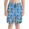 Youth Swim Shorts - Basketball Dribble Blue
