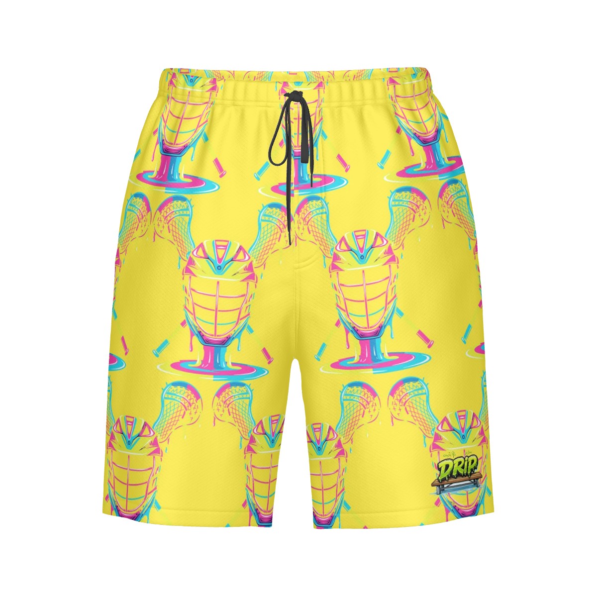 Men/Teen Swim Shorts - Lacrosse Rainbow Drip Yellow