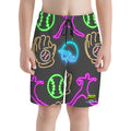 Youth Swim Shorts - Baseball Neon Lights Charcoal