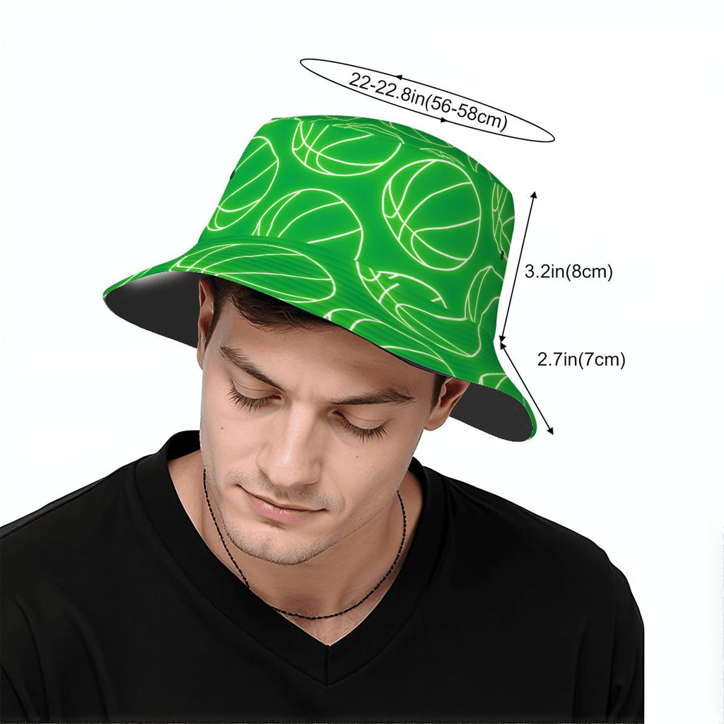 Drip Bucket Hat - Neon Green Basketballs Classic Green