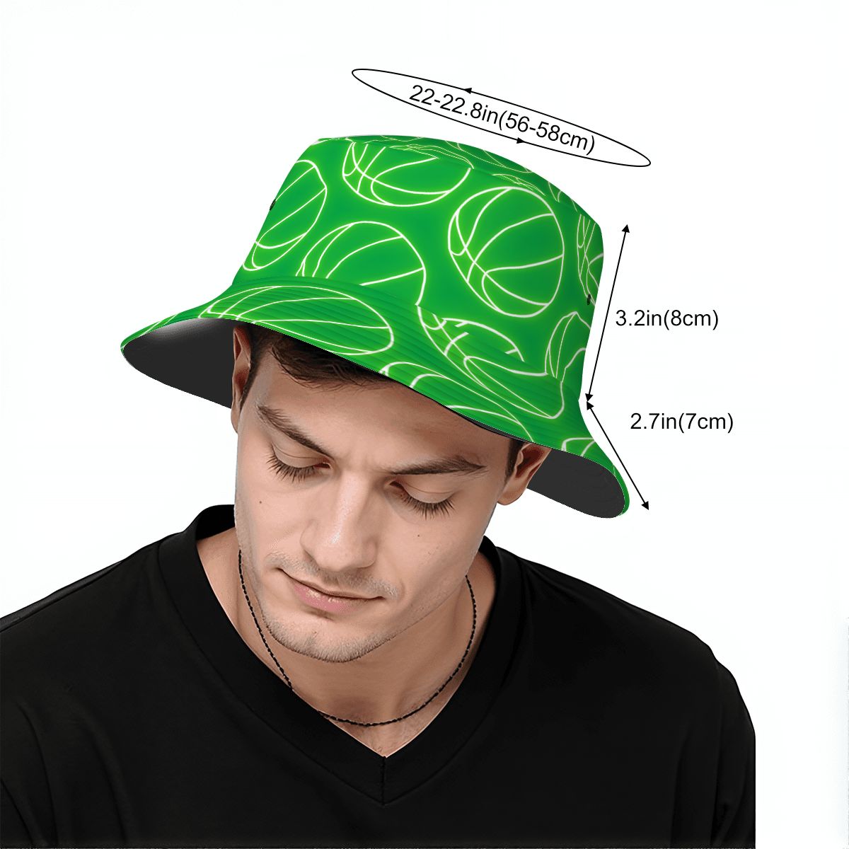 Drip Bucket Hat - Neon Green Basketballs Classic Green