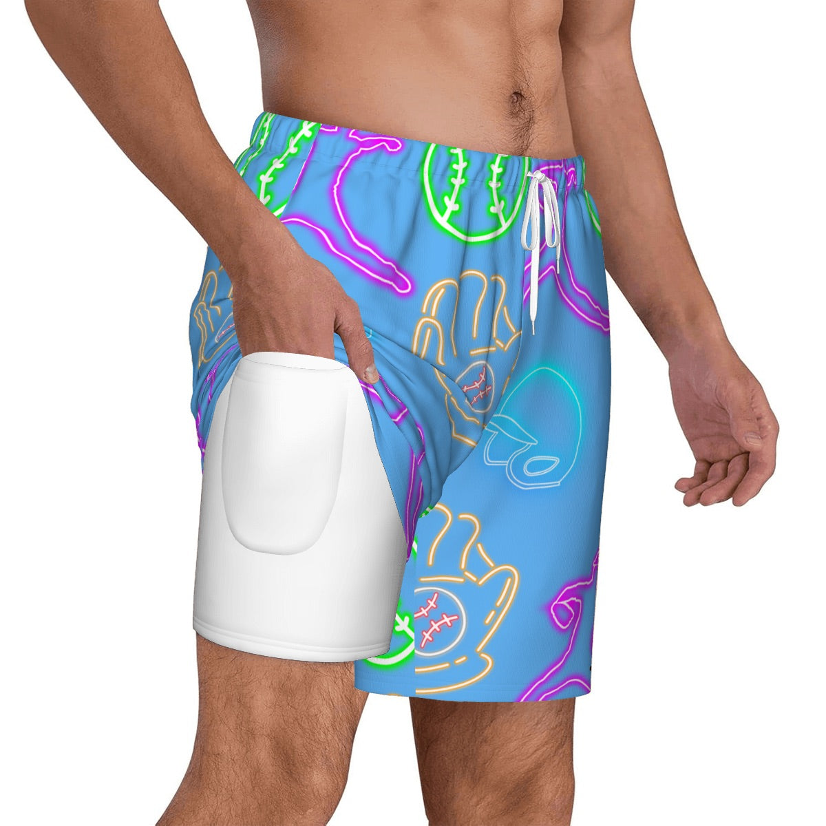 W2W Pro Mesh Hybrid Shorts - Sky Blue Neon Lights