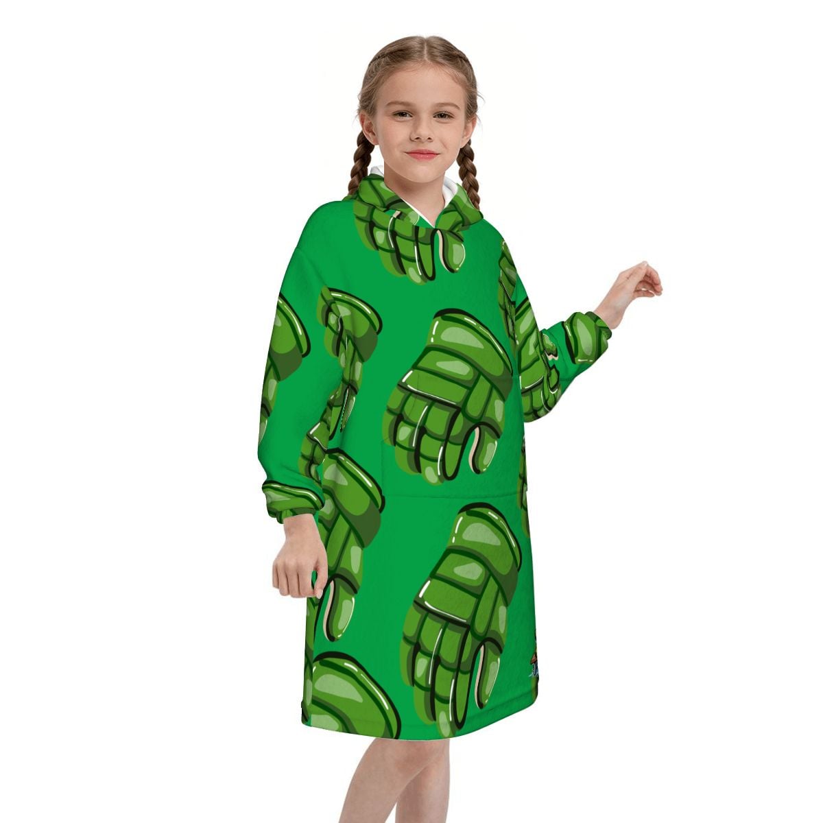 Youth Blanket Sweatshirt - Green Hockey Gloves Classic Green