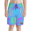 Youth Swim Shorts - Baseball Neon Lights Sky Blue