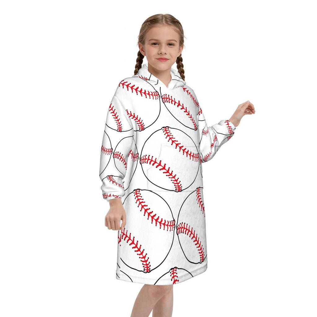 Youth Blanket Sweatshirt - Baseballs Classic White