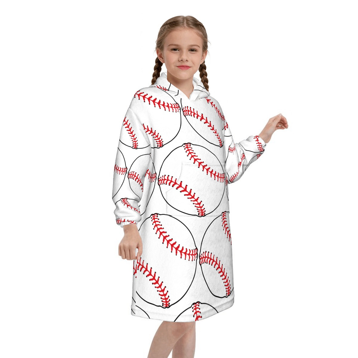Youth Blanket Sweatshirt - Baseballs Classic White