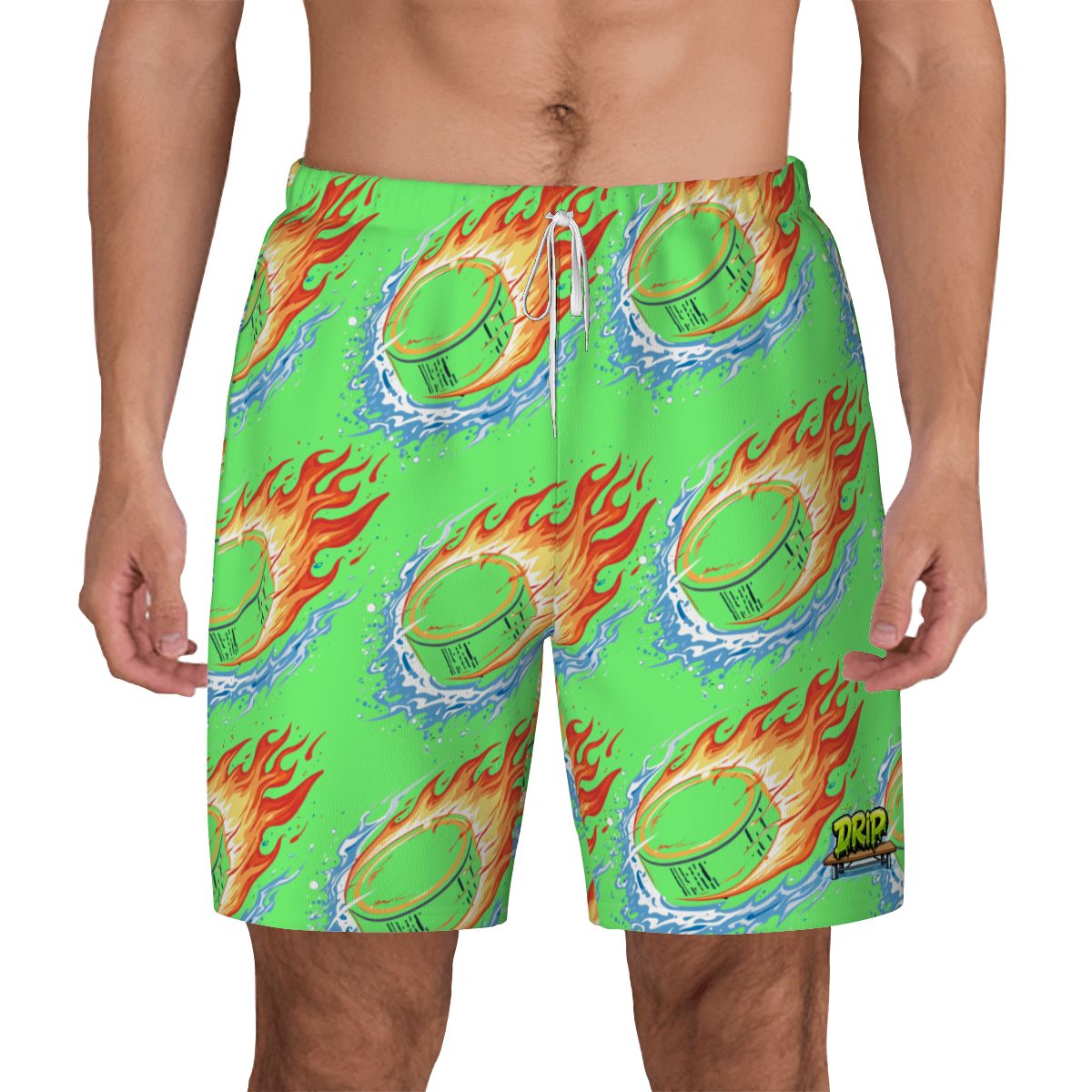 W2W Pro Mesh Hybrid Shorts - Flamin Hockey Pucks Hot Green