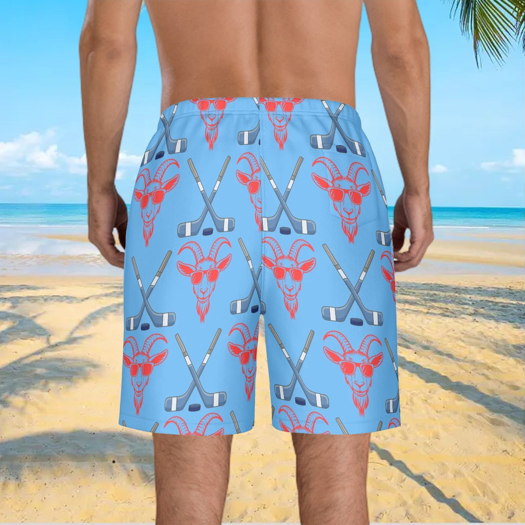 Men/Teen Swim Shorts - Goated Hockey Sky Blue