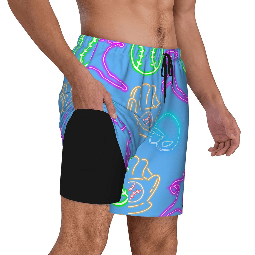 W2W Pro Mesh Hybrid Shorts - Sky Blue Neon Lights