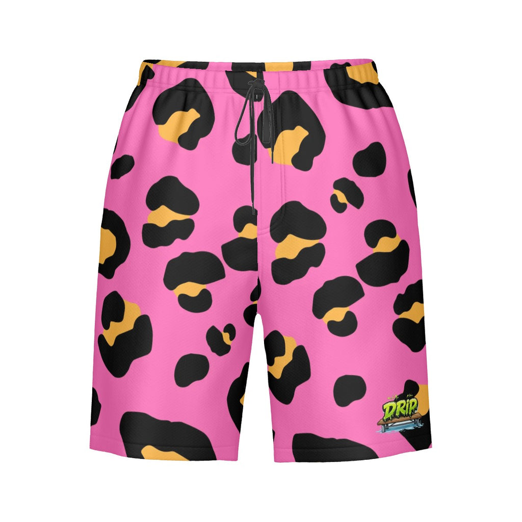 Men/Teen Swim Shorts - Drip Bench Leopard Hot Pink