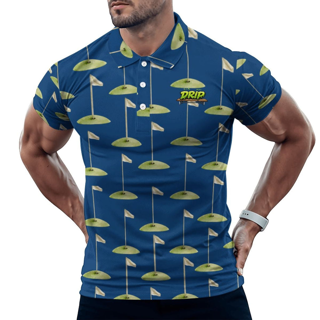 Uncle Golf Shirt - Hole Flag Sketch Navy