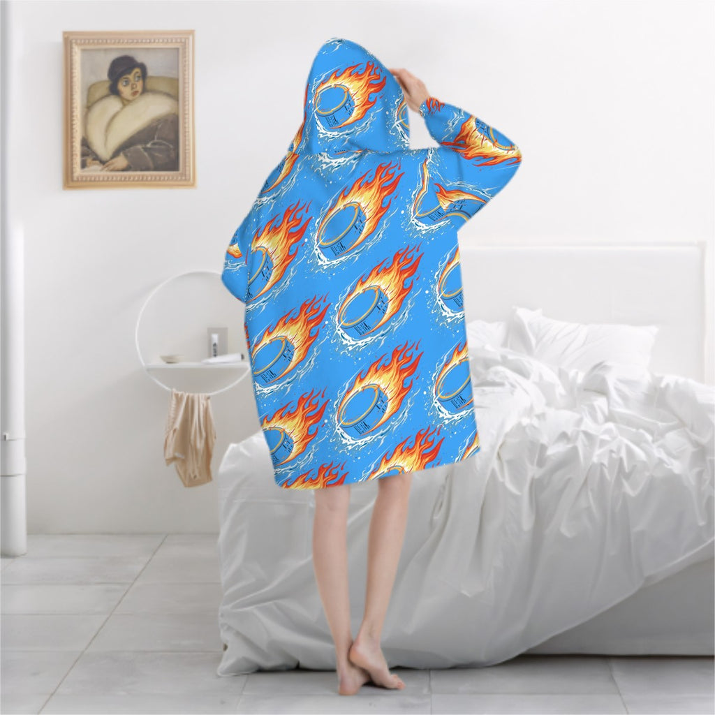 Adult Blanket Sweatshirt - Flamin Hockey Pucks Blue