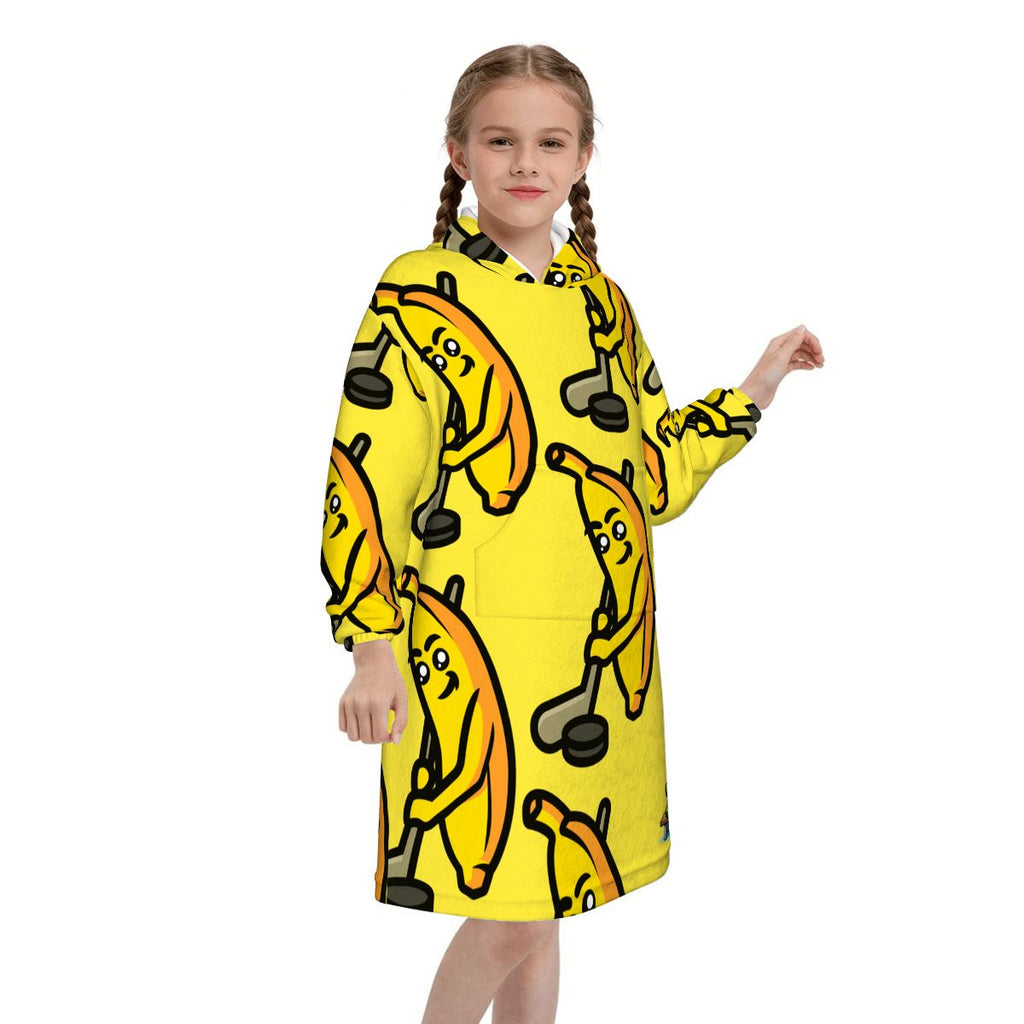 Youth Blanket Sweatshirt - Bananas for Hockey Yellow