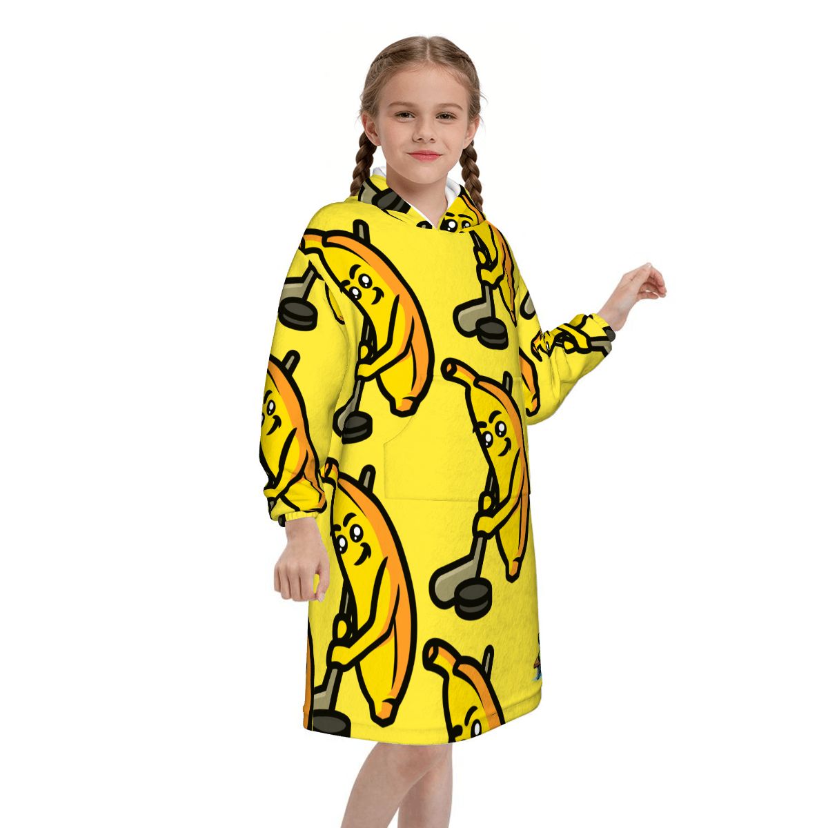 Youth Blanket Sweatshirt - Bananas for Hockey Yellow
