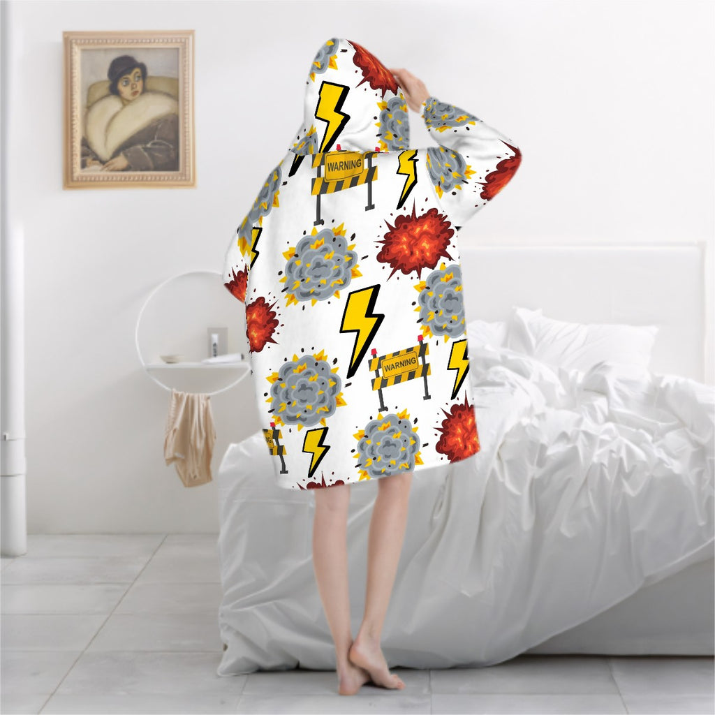 Adult Blanket Sweatshirt - I Come With a Warning Label White